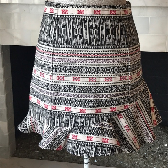 Topshop Tribal Print Ruffled Mini Skirt 4 EUC - Picture 2 of 11